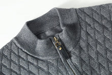 Φόρτωση εικόνας στο εργαλείο προβολής Συλλογής, Πλεκτό πουλόβερ με φερμουάρ ανδρικό διαμαντένιο γιακά μισής χελώνας

