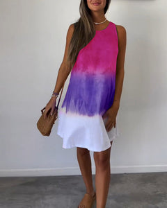 Αμάνικο color block casual φόρεμα