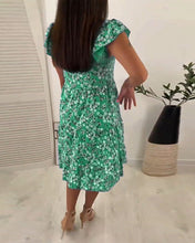 Φόρτωση εικόνας στο εργαλείο προβολής Συλλογής, Μίντι φλοράλ αμάνικο φόρεμα με λαιμόκοψη
