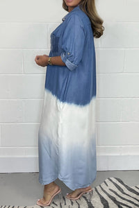 Casual πουκάμισο φόρεμα με πούλιες και τσέπη