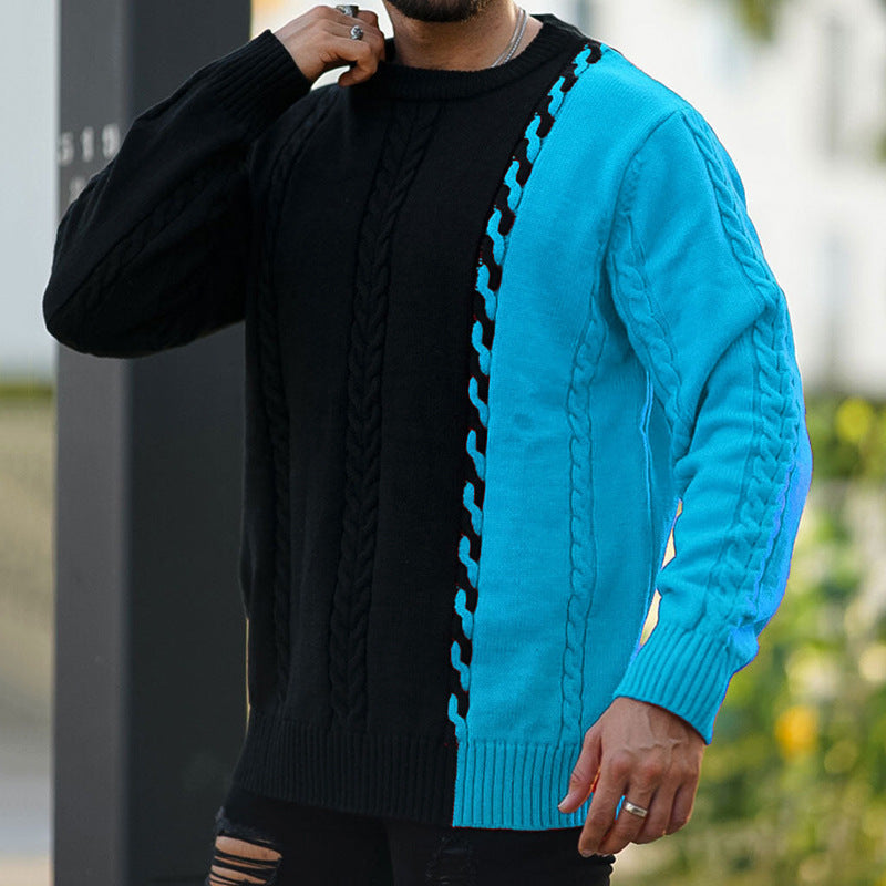 Πλεκτό Πλεκτό πουλόβερ Color Block με στρογγυλή λαιμόκοψη