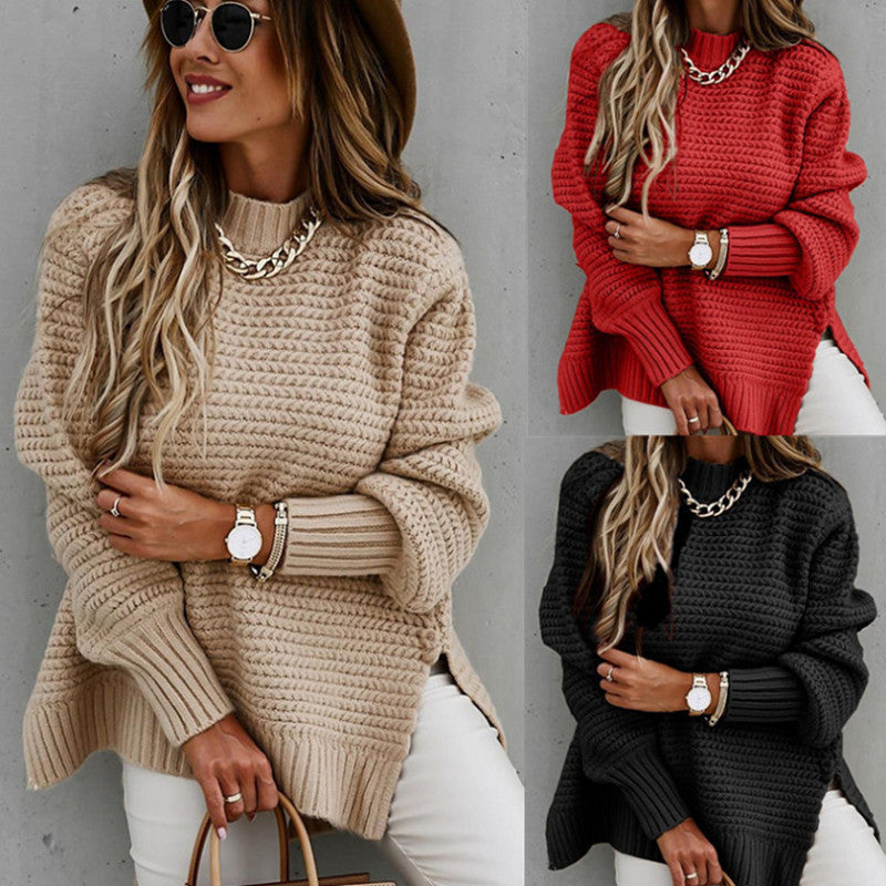 Γυναικείο φθινοπωρινό και χειμώνα χαλαρό πλεκτό πουλόβερ