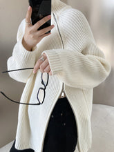 Φόρτωση εικόνας στο εργαλείο προβολής Συλλογής, Φαρδύ πουλόβερ με φερμουάρ και ψηλό γιακά
