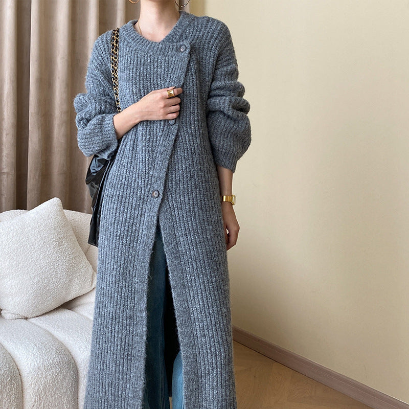 Γυναικείο πουλόβερ με μεσαίο πλεκτό τεμπέλικο στυλ